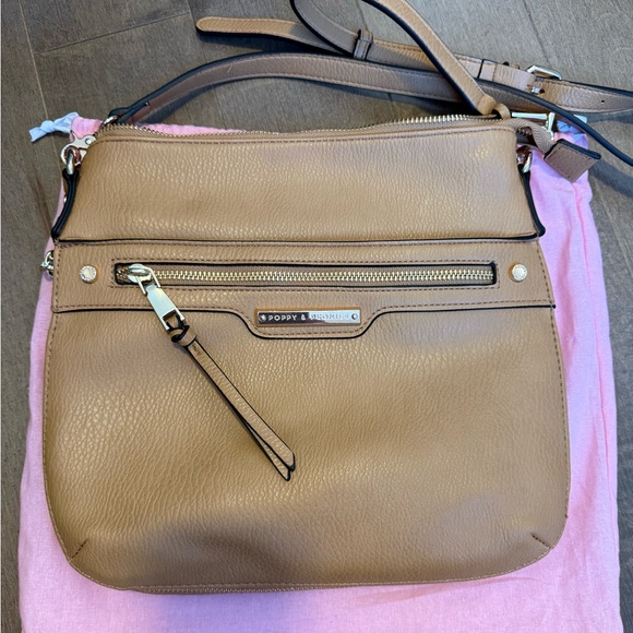 Poppy & Peonies Everyday Cross body bag with gold hardware in Camel- EUC - Picture 2 of 9